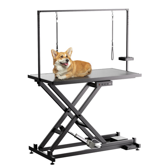 Height Adjustable Pet Grooming Table, Equipped With Leveling Wheels, Dog Grooming Arms, Anti Slip Tabletop, And Tool Organizer 50 Inches, Black, Prohibited Platform Temu