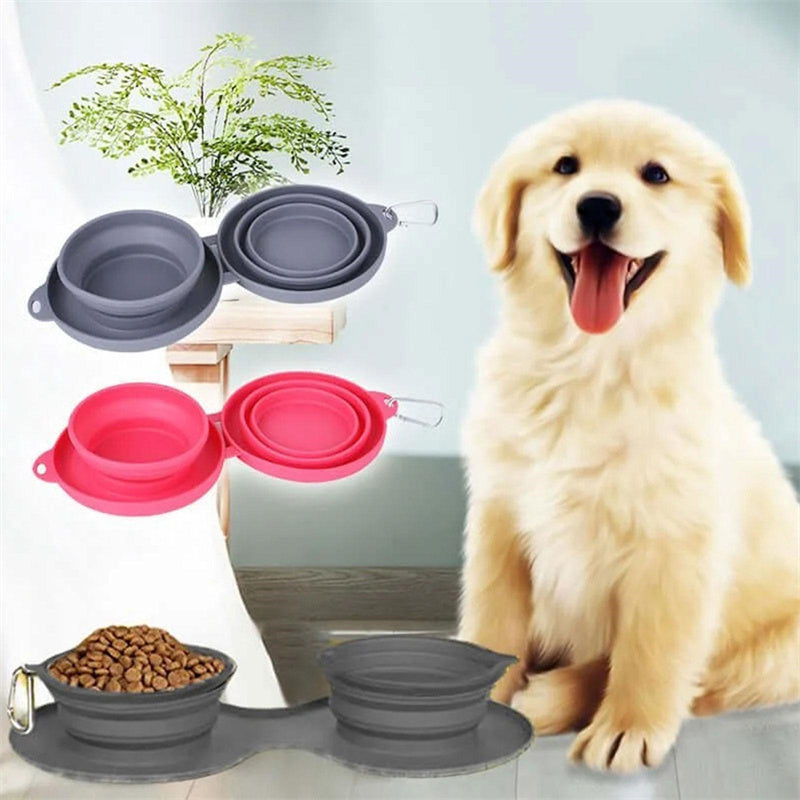 Foldable Double Travel Bowl