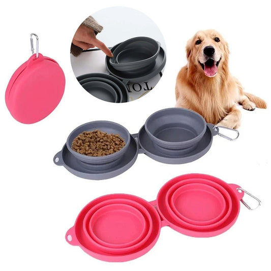 Foldable Double Travel Bowl